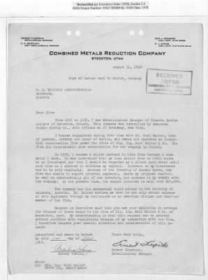 Thumbnail for Reports on Trusteeships > Sch 141a Dipl. Ing. C. Walter & Co.: Correspondence