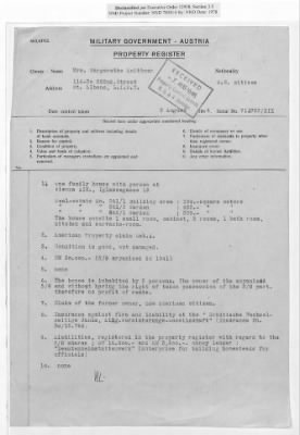 Thumbnail for Cases and Reports Relating to Property and Equipment Released by Vienna Area Command (VAC) to the Austrian Government > V1.1723/XIX Margarethe Quittner