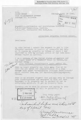 Thumbnail for Cases and Reports Relating to Property and Equipment Released by Vienna Area Command (VAC) to the Austrian Government > V1.1734/XVII Julie Brand