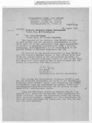 Thumbnail for Cases and Reports Relating to Property and Equipment Released by Vienna Area Command (VAC) to the Austrian Government > V1.1740/IX Regina Schwarzbach