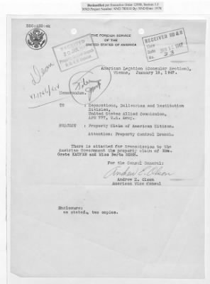 Thumbnail for Cases and Reports Relating to Property and Equipment Released by Vienna Area Command (VAC) to the Austrian Government > V1.1756/XIV Grete Kaufer