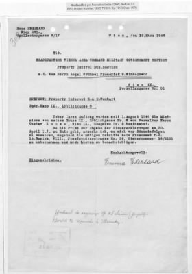 Thumbnail for Cases and Reports Pertaining to Property Administered by the Vienna Area Command (VAC) > PC/V/II/81 Herman And Rachela Wenkart