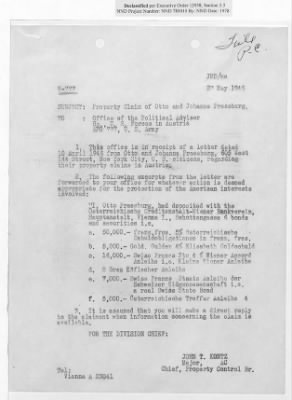 Thumbnail for Cases and Reports Relating to Property and Equipment Released by Vienna Area Command (VAC) to the Austrian Government > V1.1757/IX Otto And Johanna Pressburg