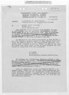 Cases and Reports Pertaining to Property Administered by the Vienna Area Command (VAC) > PC/V/II/104 William And Irene Holborn