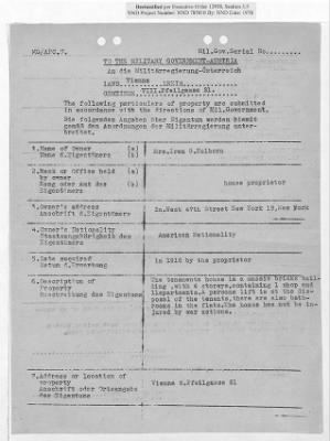 Thumbnail for Cases and Reports Pertaining to Property Administered by the Vienna Area Command (VAC) > PC/V/II/104 William And Irene Holborn