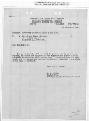 Cases and Reports Pertaining to Property Administered by the Vienna Area Command (VAC) > PC/V/II/104 William And Irene Holborn