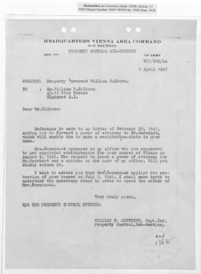 Cases and Reports Pertaining to Property Administered by the Vienna Area Command (VAC) > PC/V/II/104 William And Irene Holborn