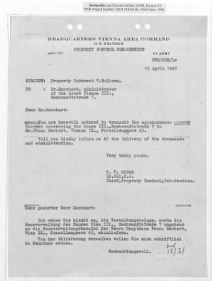 Cases and Reports Pertaining to Property Administered by the Vienna Area Command (VAC) > PC/V/II/104 William And Irene Holborn