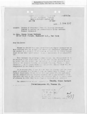 Cases and Reports Pertaining to Property Administered by the Vienna Area Command (VAC) > PC/V/II/104 William And Irene Holborn