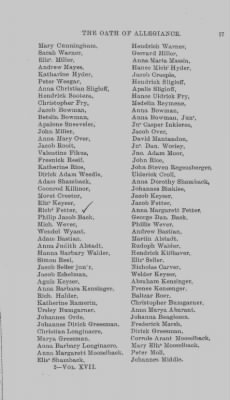 Volume XVII > Names of Foreigners who took the Oath of Allegiance, 1727-1775.