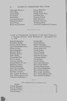 Volume XVII > Names of Foreigners who took the Oath of Allegiance, 1727-1775.