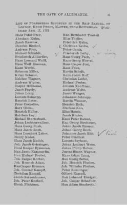 Volume XVII > Names of Foreigners who took the Oath of Allegiance, 1727-1775.