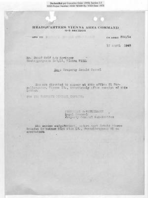 Thumbnail for Cases and Reports Pertaining to Property Administered by the Vienna Area Command (VAC) > PC/V/IX/100 Ronald Caroll (Bronislav Goldman) (January 1947-February 1948)