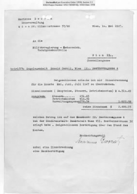 Thumbnail for Cases and Reports Pertaining to Property Administered by the Vienna Area Command (VAC) > PC/V/IX/100 Ronald Caroll (Bronislav Goldman) (January 1947-February 1948)