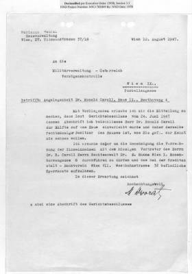 Cases and Reports Pertaining to Property Administered by the Vienna Area Command (VAC) > PC/V/IX/100 Ronald Caroll (Bronislav Goldman) (January 1947-February 1948)