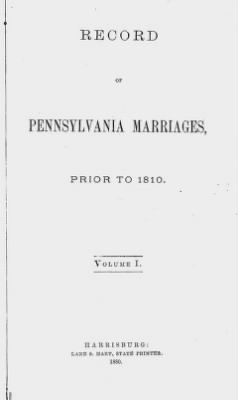 Volume VIII > Pennsylvania Marriages