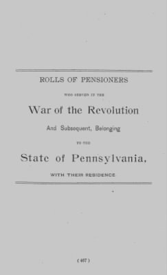 Thumbnail for Volume XXIII > Muster Rolls of the Navy and Line, Militia and Rangers, 1775-1783. with List of Pensioners, 1818-1832.