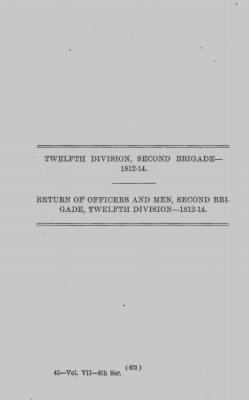 Thumbnail for Volume VII > Twelfth Division, Second Brigade--1812-14