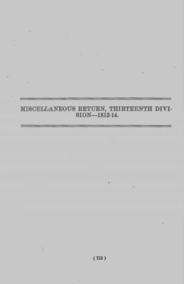 Volume VII > Miscellaneous Return, Thirteenth Division--1812-14