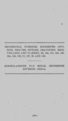 Volume VII > Regimental Numbers, Sixteenth Division, Beaver, Butler, Crawford, Erie, Venango and Warren, 26, 130, 107, 132, 133, 134, 135, 136, 17, 137, 29 and 138