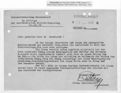 Claims and Restitution Reports on Property Administered by the Military Government in Salzburg > S3 1008 Ta Hermann Göring (Schloss Mauterndorf) (N D; 1945-1946)