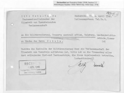 Thumbnail for Claims and Restitution Reports on Property Administered by the Military Government in Salzburg > S3 1008 Ta Hermann Göring (Schloss Mauterndorf) (1947-1948)