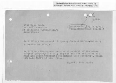 Thumbnail for Claims and Restitution Reports on Property Administered by the Military Government in Salzburg > S3 1008 Ta Hermann Göring (Schloss Mauterndorf) (1947-1948)