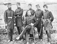 Left to right Captain Wilson Farrell, 1st Lieutenant Sam Raguet, Captain Louis Muller, Lieutenant Charles Zierenverg and Captain Henry Coates. Seated is Captain Mark Downie.jpg