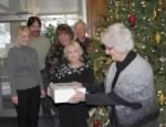 Gretchen Hawf (on right) delivers the tasty treats to City Hall.jpg