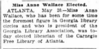 Thumbnail for Anne Wallace 1899 Elected Carnegie Librarian.JPG