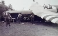 Charles Sweeney's glider after a good landing in Normandy.  His load was delivered intact..JPG