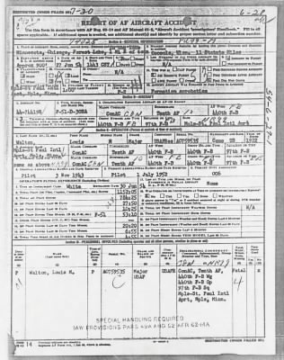 Thumbnail for Service Records > Report of Aircraft Accident, Louis M Walton