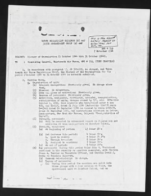 Thumbnail for Unit Records > 7 Nov 1944, History of Organization, 424th Bomb Squad