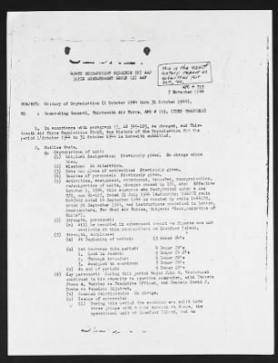 Thumbnail for Unit Records > 7 Nov 1944, History of Organization, 424th Bomb Squad