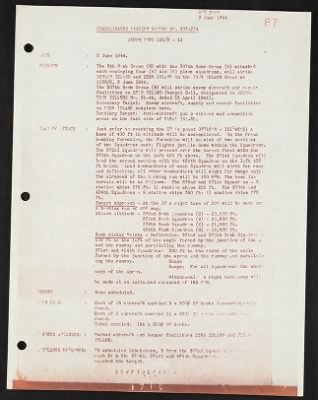 Thumbnail for Mission Reports > Consolidated Mission Report, Headquarters, 3 Jun 1944