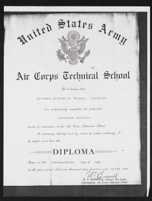 Thumbnail for Service Records > Air Corps Technical School Certificate, William R Cheney