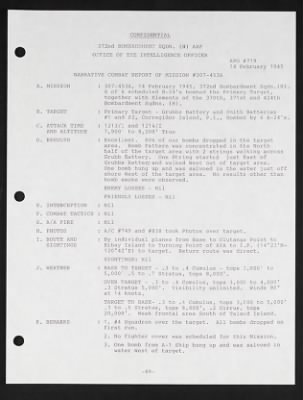 Thumbnail for Mission Reports > 14 Feb 1945, Narrative Combat Report, 372nd Bomb Squad