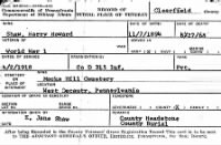 Thumbnail for Shaw Harry Howard Penna Veterans Burial Card Clearfield 31501_B018500-00217.jpg