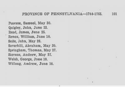 Volume I > Officers and Soldiers in the Service of the Province of Pennsylvania. 1744-1765.