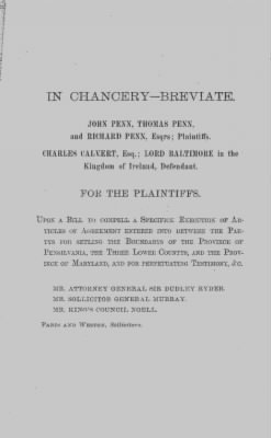 Thumbnail for Volume XVI > The Breviate: In the Boundary Dispute between Pennsylvania and Maryland.