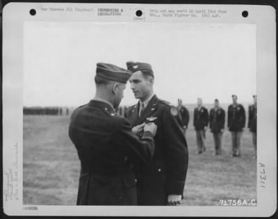 Awards > Colonel Henry Of The 339Th Fighter Group Is Presented An Award By Brig. General Murray C. Woodbury At An 8Th Air Force Station F-378 In England.  22 July 1944.