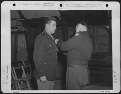 Thumbnail for Awards > Colonel Preston Of The 379Th Bomb Group Receiving A Medal During An Award Ceremony At An 8Th Air Force Base In England.  13 Nov. 1943.