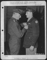 Thumbnail for 1St L. Mahlen A. Hillebrand, Faribault, Minn., Of The U.S. 8Th Air Force, Is Presented The Distinguished Service Cross By Lt. General Carl A. Spaatz, Commanding General Of The U.S. Strategic Air Forces In Europe.  The Distinguished Service Cross Was Awrde - Page 1