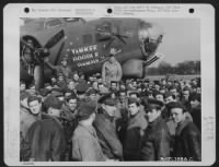 Thumbnail for After Christening The Boeing B-17 "Flying Fortress" 'Yankee Doodle Dandy' Of The 390Th Bomb Group, James Cagney Speaks To Men Who Have Gathered To Watch The Ceremony At An 8Th Air Force Base In England.  15 March 1944. - Page 1