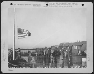 Thumbnail for Dedications > Up Goes The Stars And Stripes As The 401St Bomb Group Takes Over The Former Raf Base At Deenethorpe, England On 20 December 1943.