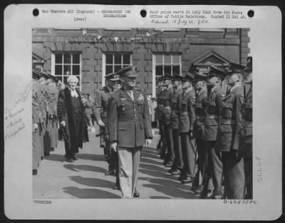 Thumbnail for Inspections & Reviews > Accompanied By Air Marshal Sir Ralph Sorley, Commander-In-Chief Of The Royal Air Force Technical Training Command; Major General Samuel E. Anderson, Former Commanding General Of The U.S. Ninth Air Force Bomber Division, Inspects A Squadron Of Air Cadets,