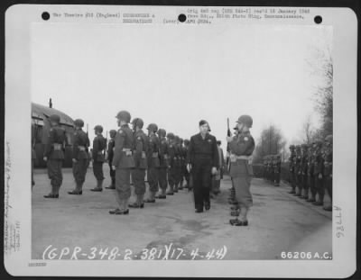 Thumbnail for Inspections & Reviews > Brig Gen Robert B. Williams Inspects Guard Of Honor At 381St Bomb Group Base In England On 17 April 1944.