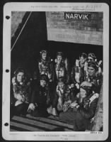 Thumbnail for ENGLAND-Front row, left to right: Lt. Bernard J. Rosenson; Lt. Nicholas W. Vazzy; Lt. Charles L. Brock; Lt. Robert J. Mabie; and Lt. William R. Groseclose. Second row-left to right: Lt. George D. Green; Lt. Robert J. Cooper; Lt. Hugh W. Lindsay; and - Page 1