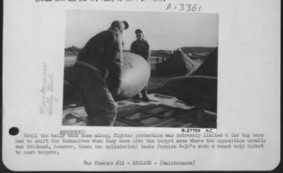 General > Until the belly tank came along, fighter protection was extremely limited & the big boys had to shift for themselves when they came into the target area where the opposition usually was thickest, however, these two cylinderical tanks furnish P-38's