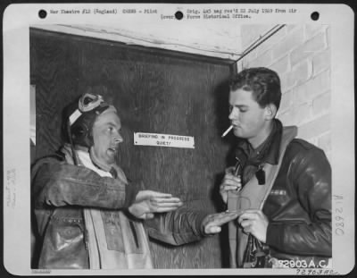 Thumbnail for Pilot > Two Pilots Of The 410Th Bomb Group Discuss A Mission.  9Th Air Force Base, England, 8 July 1944.